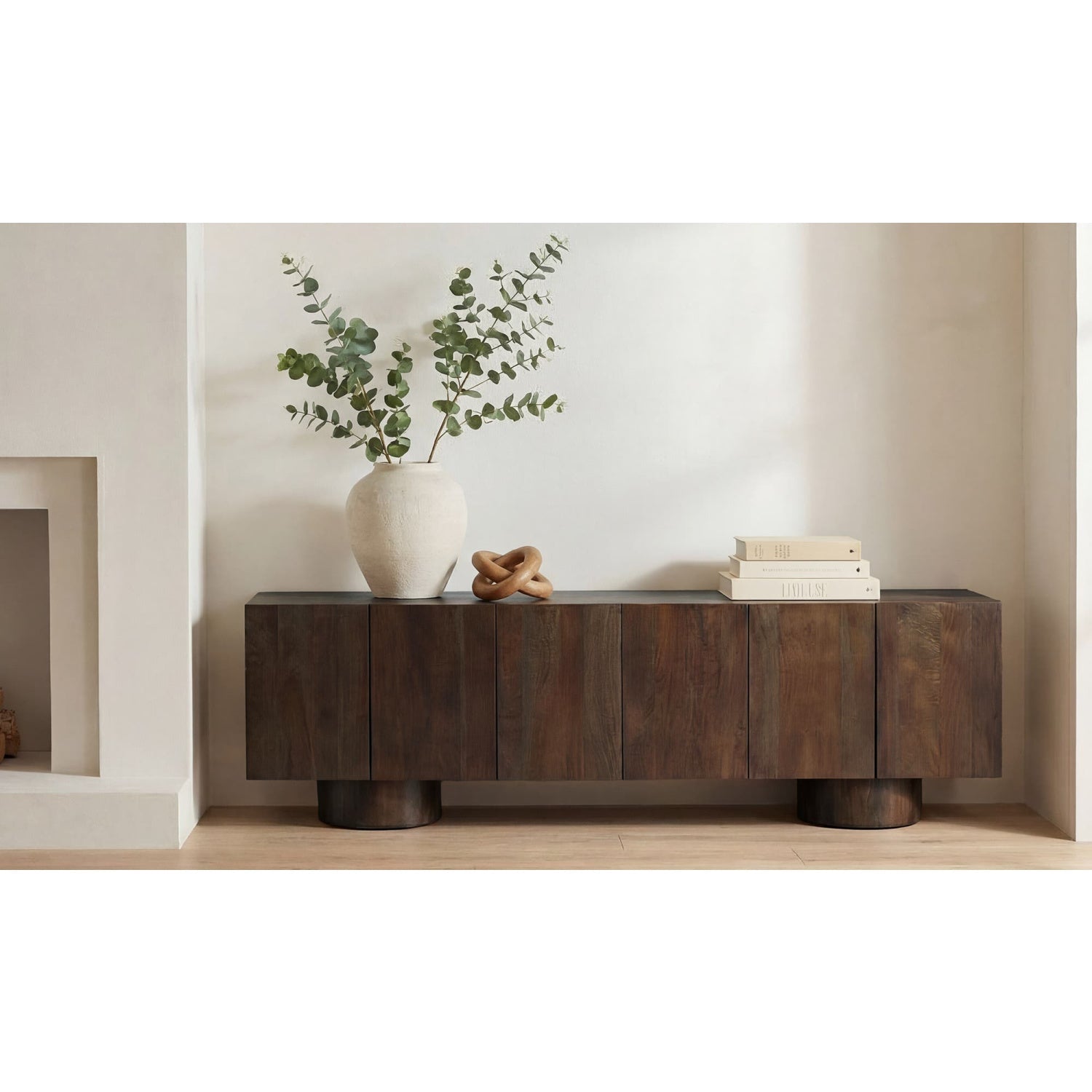 Neem Wood 6-Door Media Unit | Novi Living Hadley | OROA