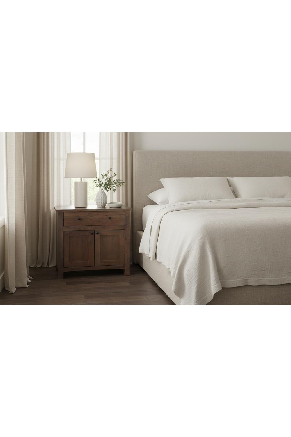 Wooden 2-Door Charging Nightstand | Novi Living Gene | Oroa.com