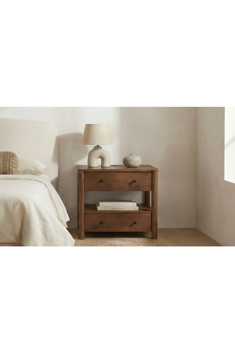 2-Drawer Wooden Charging Nightstand | Novi Living Lottie | Oroa.com