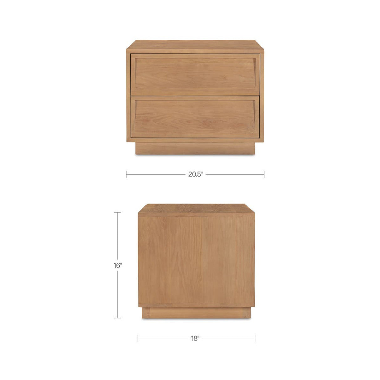 Modern European furniture - Natural Hardwood 2-Drawer Nightstand - www.oroa.com