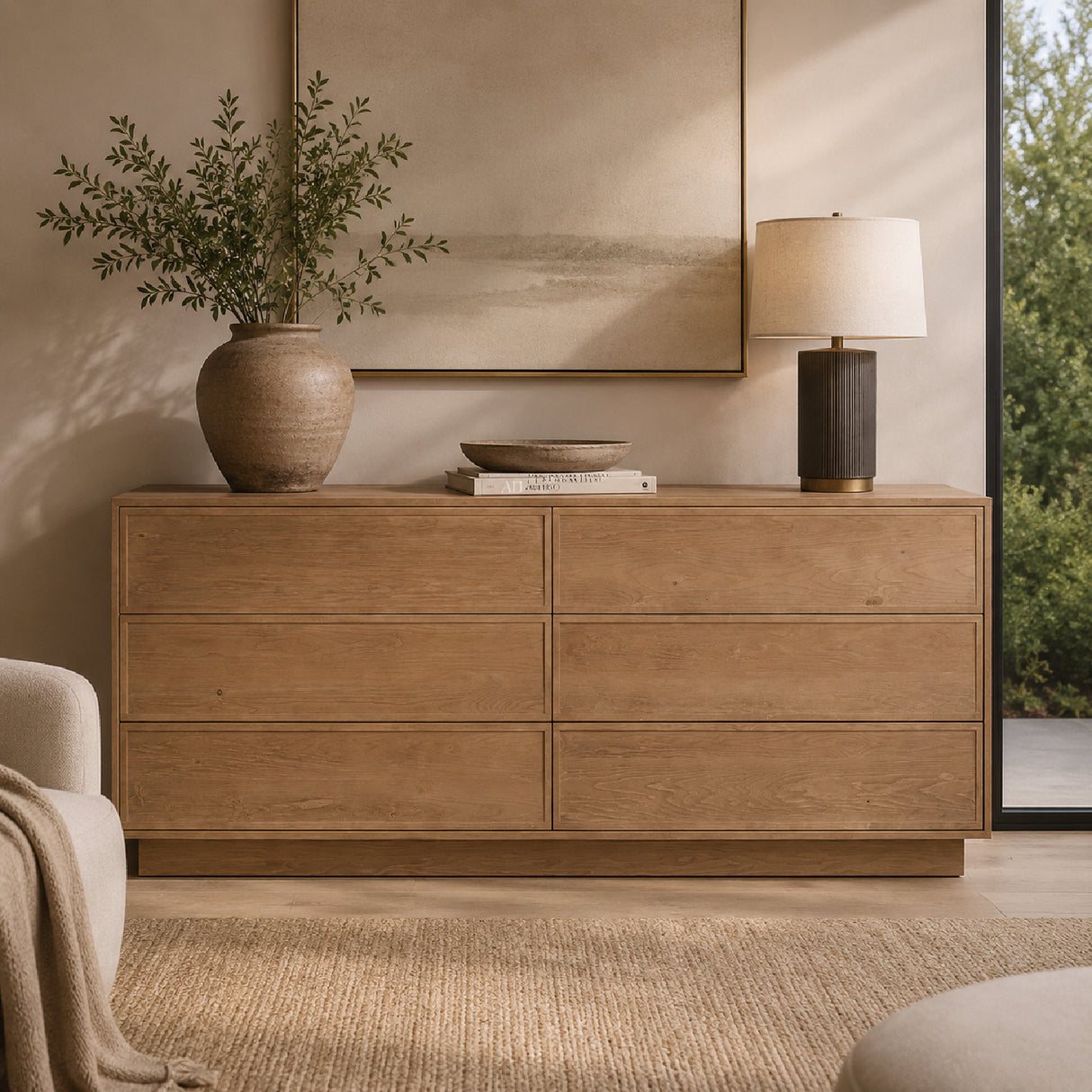 Modern or European furniture - Natural Hardwood 6-Drawer Dresser - www.oroa.com