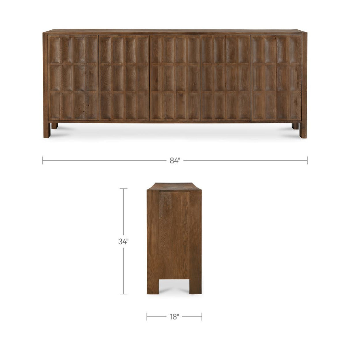 Carved Oak 5-Door Sideboard | Novi Living Roland