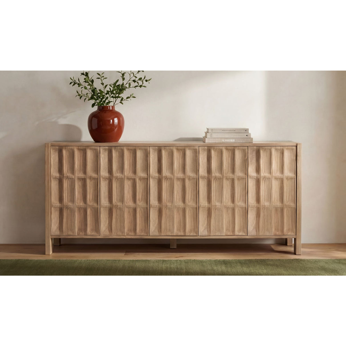 Carved Oak 5-Door Sideboard | Novi Living Roland