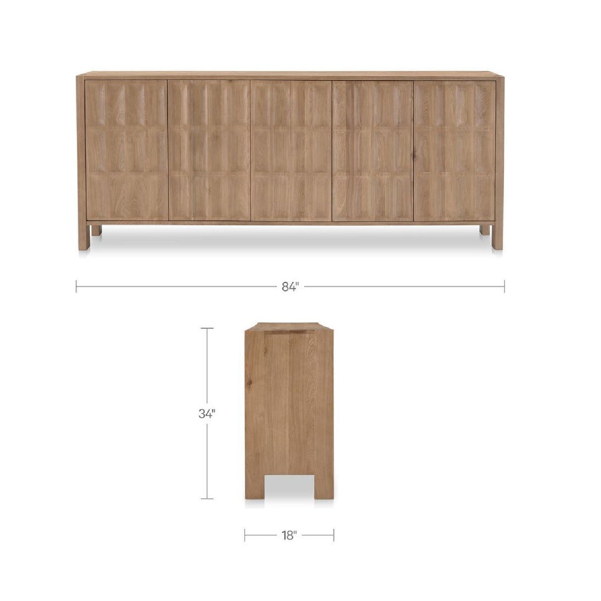 Carved Oak 5-Door Sideboard | Novi Living Roland