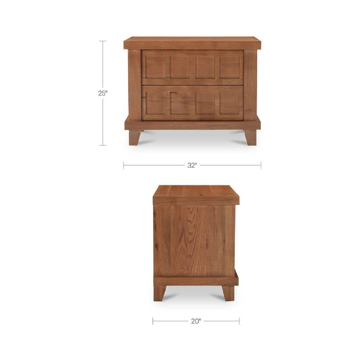 Modern European furniture - Oak Carved 2-Drawer Nightstand - www.oroa.com