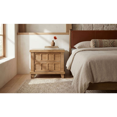 Modern European furniture - Oak Carved 2-Drawer Nightstand - www.oroa.com