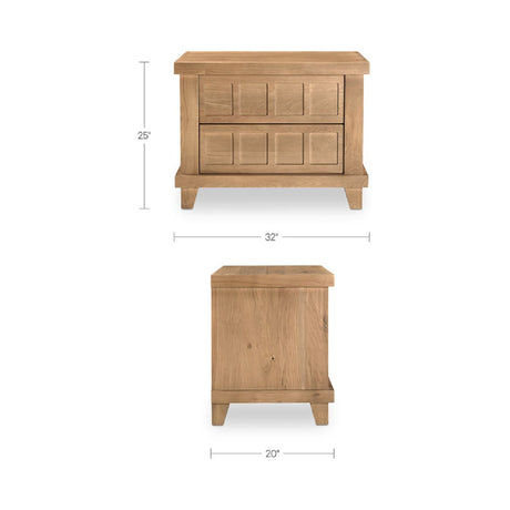 Modern European furniture - Oak Carved 2-Drawer Nightstand - www.oroa.com