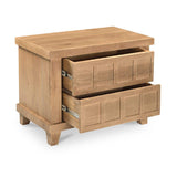 Modern European furniture - Oak Carved 2-Drawer Nightstand - www.oroa.com