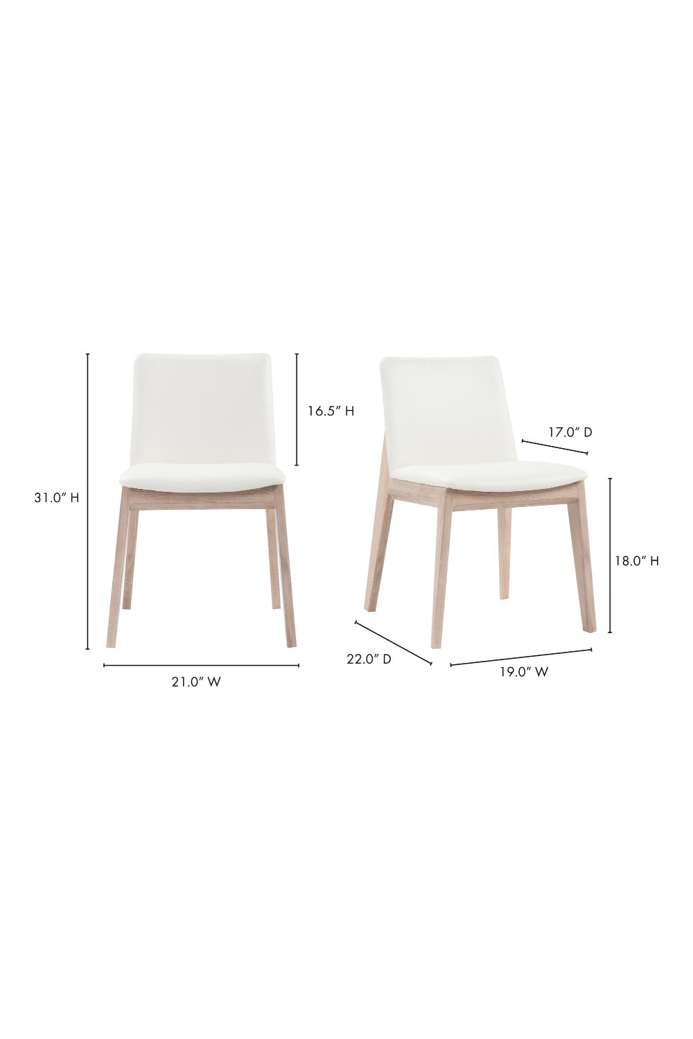 Modern European furniture - Oak Framed Padded Dining Chairs (2) - www.oroa.com