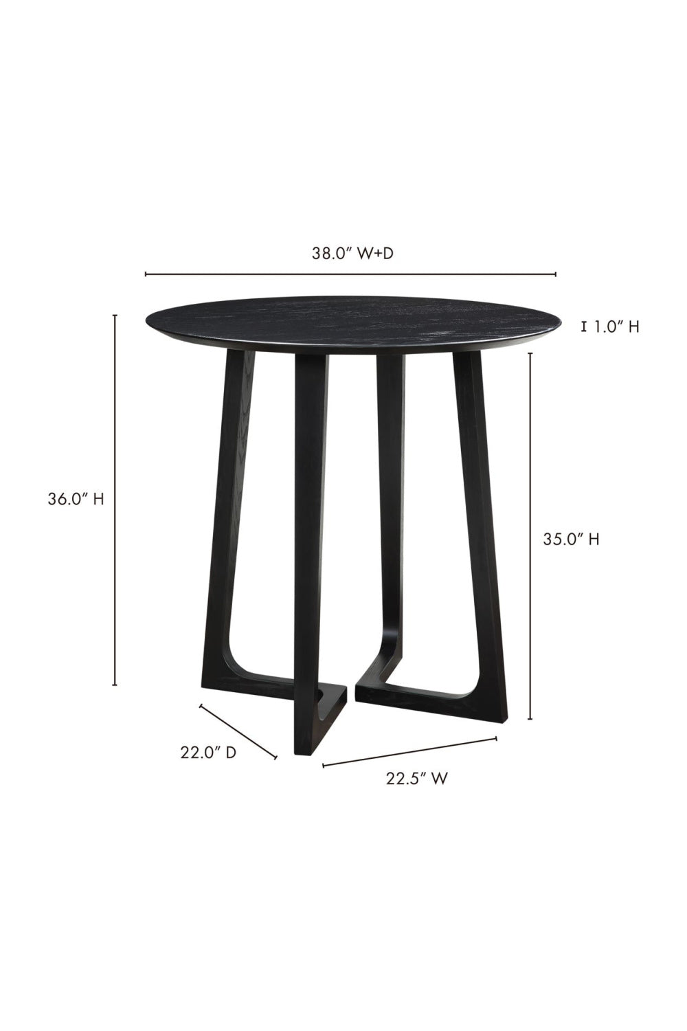 Black Solid Ash Counter Table | Novi Living Godenza