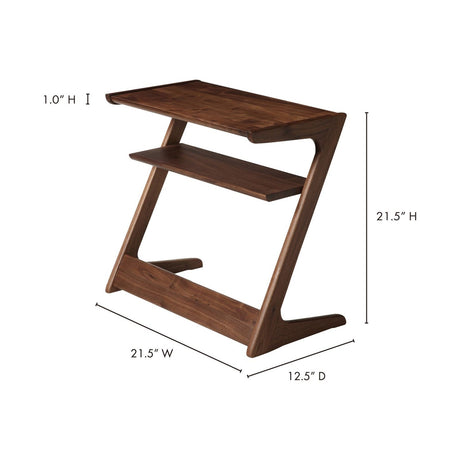 Modern European furniture - Matte Walnut Z-Shaped Accent Table - www.oroa.com