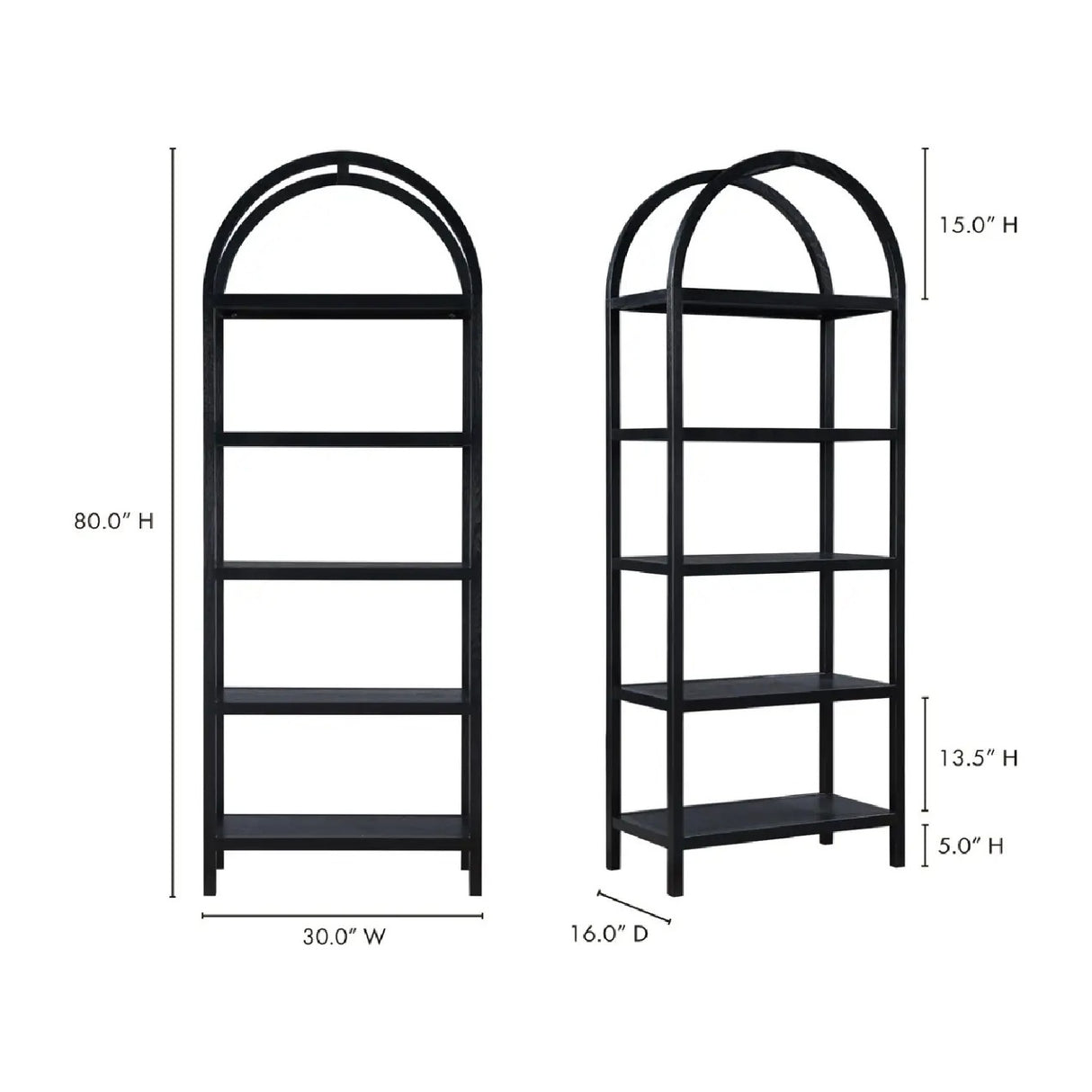 Solid Oak Arched Bookcase | Novi Living Eero