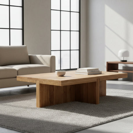 Oak Cross-Base Rectangular Coffee Table | Novi Living Folke | Oroa.com