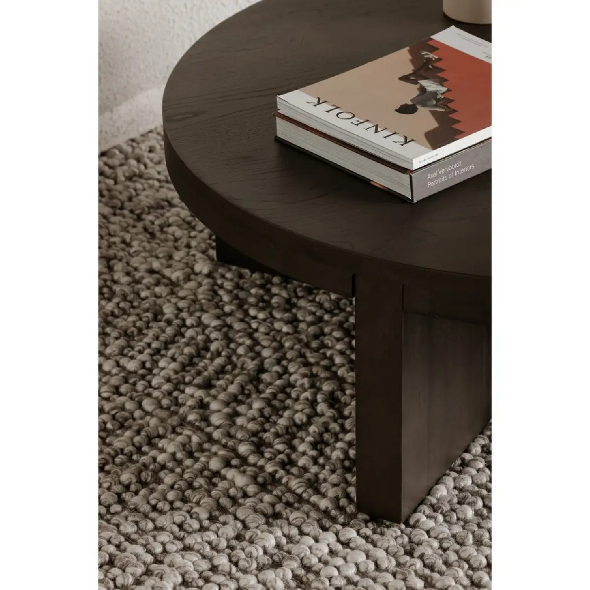 Oak Cross-Base Round Coffee Table | Novi Living Folke | Oroa.com