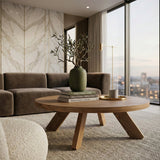 Modern European furniture - Solid Oak Round Coffee Table - www.oroa.com
