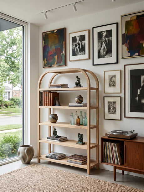 Solid Oak Arched Bookcase | Novi Living Eero