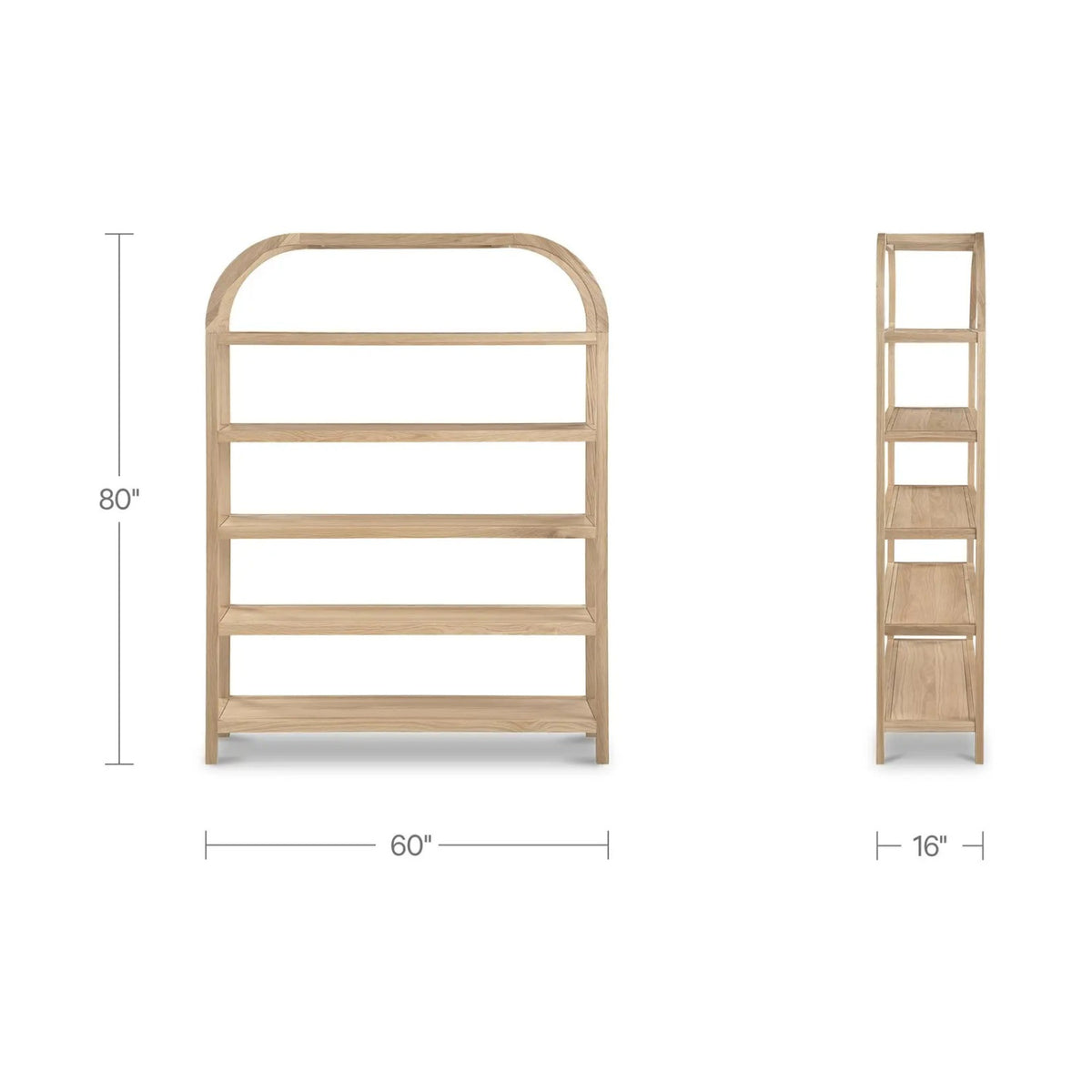 Solid Oak Arched Bookcase | Novi Living Eero