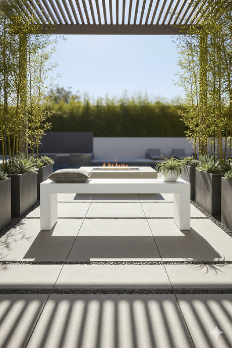 White Concrete Outdoor Bench | Novi Living Lazarus | Oroa.com