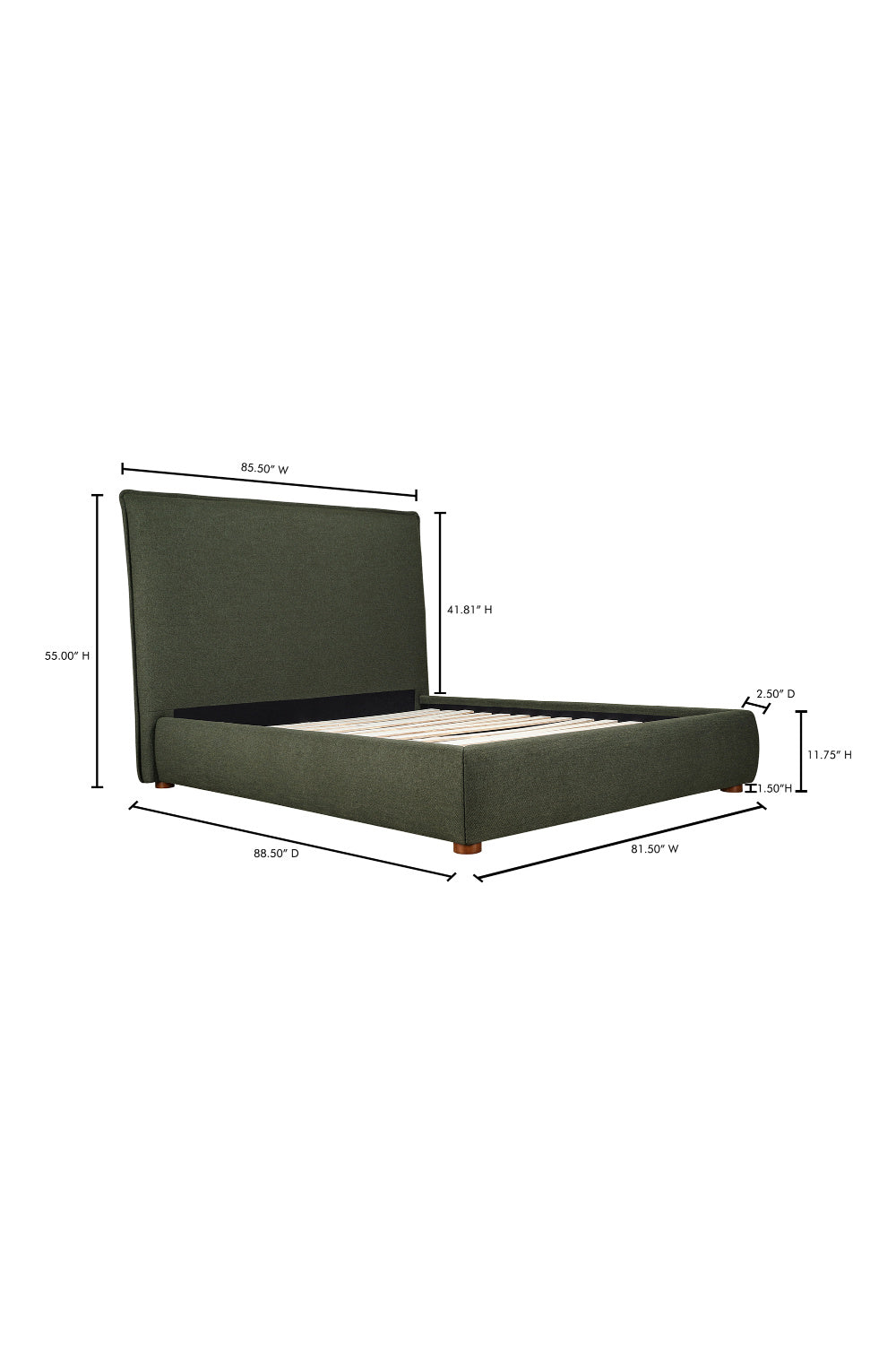 Modern European furniture - Green Tall Headboard King Bed - www.oroa.com