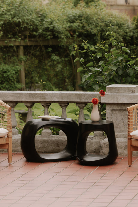 Black Sculptural Indoor/Outdoor Stool | Novi Living Albers | Oroa.com