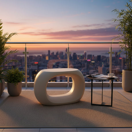 Carved Concrete Indoor/Outdoor Stool | Novi Living Albers