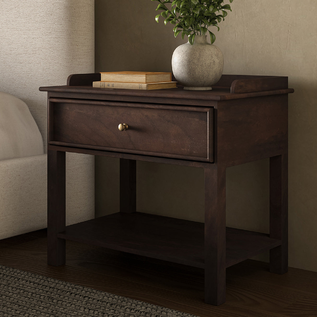 Modern European furniture - Brown Mango Wood Nightstand - www.oroa.com