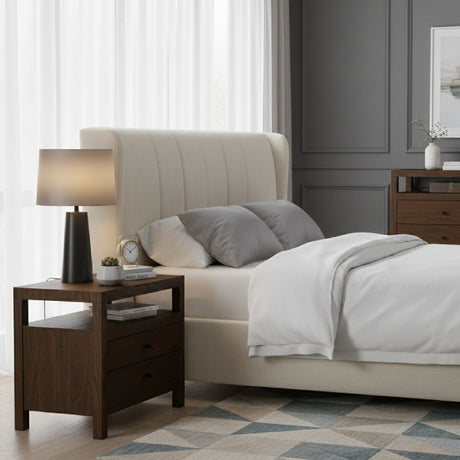   Modern European furniture - Brown Wooden 2-Drawer Nightstand - www.oroa.com | Oroa.com