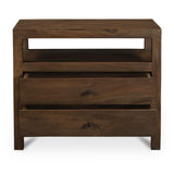 Modern European furniture - Brown Wooden 2-Drawer Nightstand - www.oroa.com