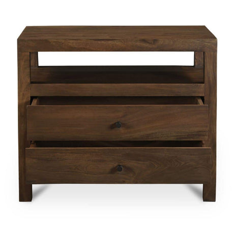 Modern European furniture - Brown Wooden 2-Drawer Nightstand - www.oroa.com