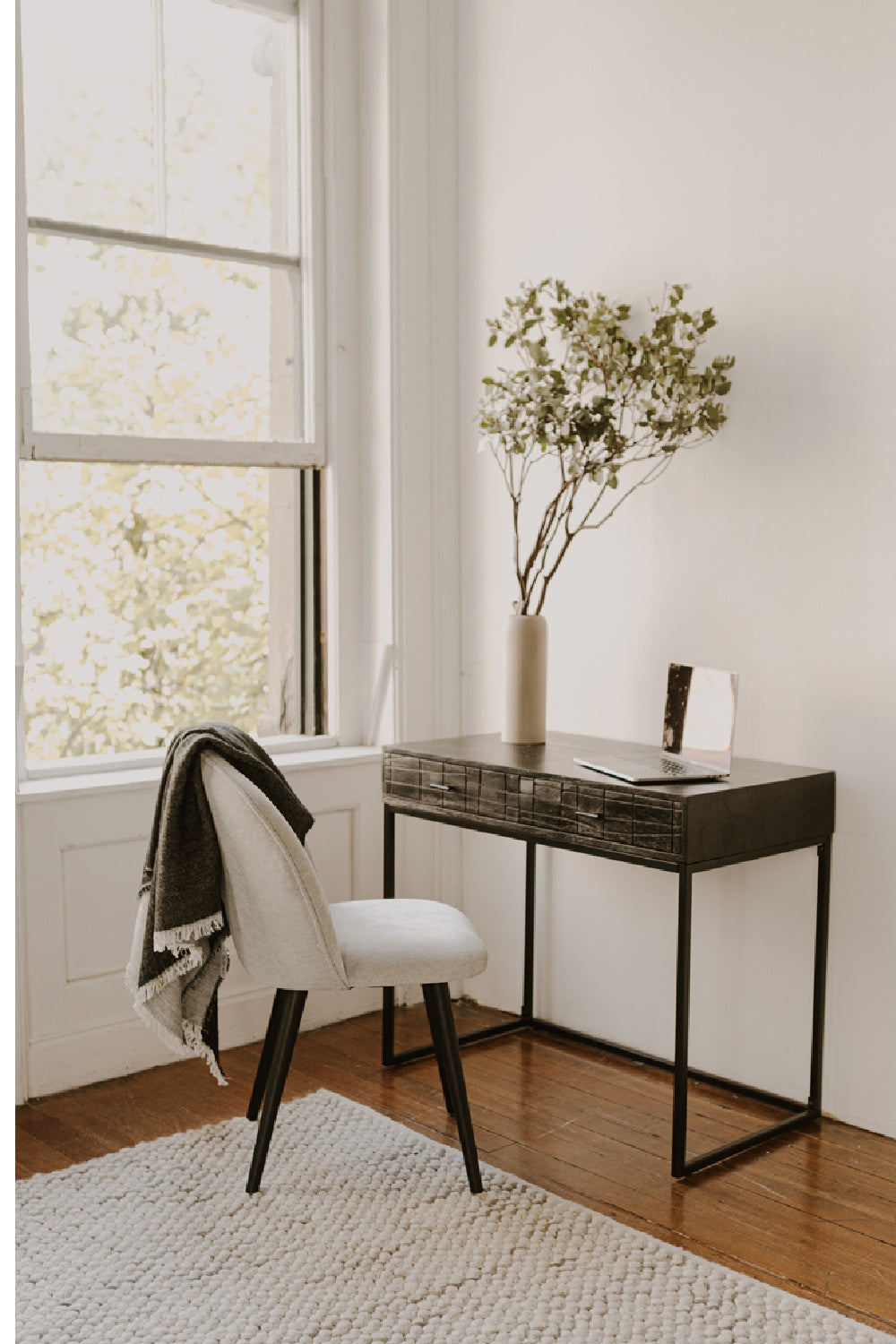 Modern European furniture - Patterned Solid Acacia 2-Drawer Desk - www.oroa.com