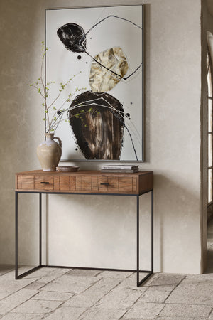 Modern European furniture - Patterned Solid Acacia 2-Drawer Desk - www.oroa.com