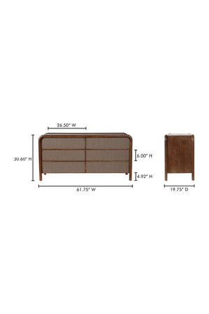 Tatami Mat 6-Drawer Dresser | Novi Living Rye | Oroa.com