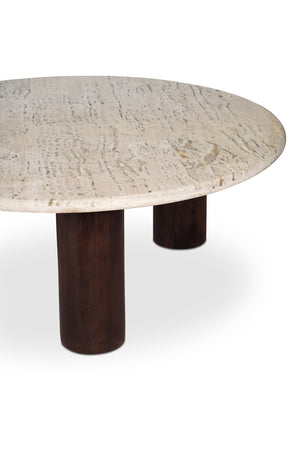 Modern European furniture - Beige Travertine Round Coffee Table - www.oroa.com