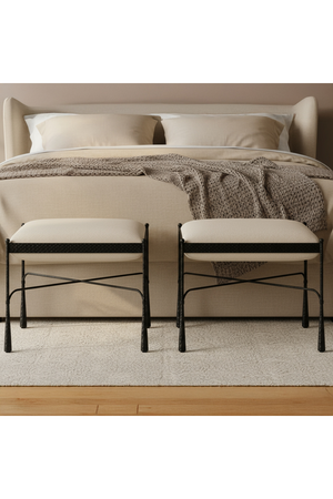 Iron Framed Cream Stool | Novi Living Agne | Oroa.com
