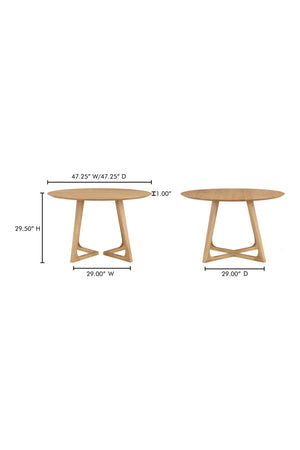 Natural Oak Round Dining Table | Novi Living Godenza