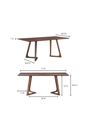 Solid Walnut Rectangular Dining Table | Novi Living Godenza