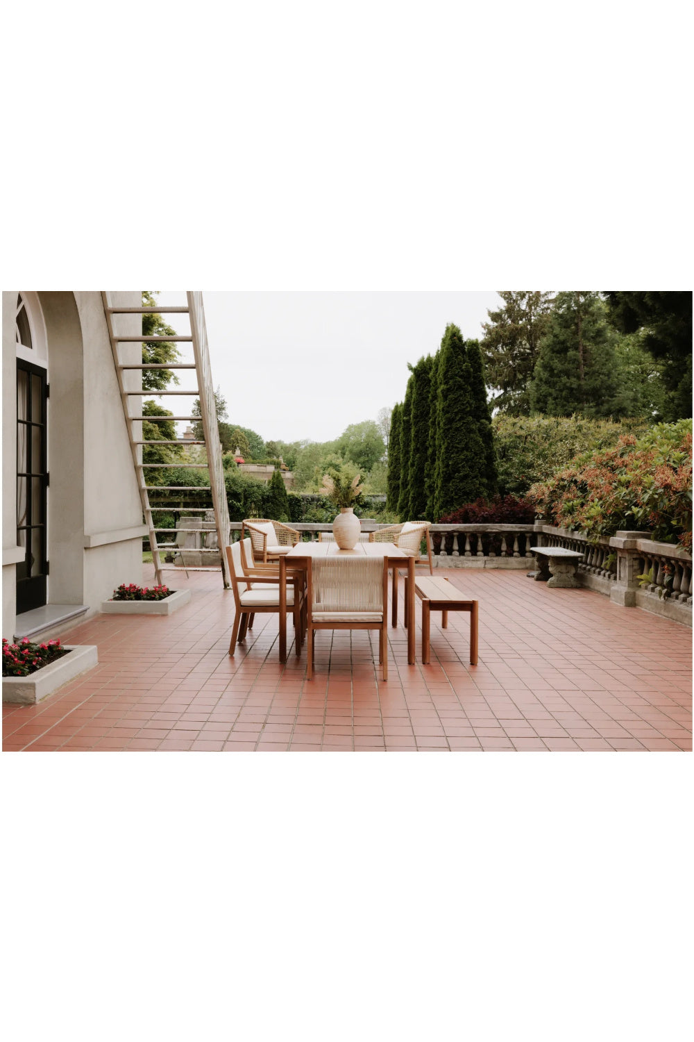 Modern European furniture - Natural Teak Outdoor Dining Bench - www.oroa.com