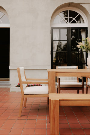 Modern European furniture - Natural Teak Outdoor Dining Bench - www.oroa.com