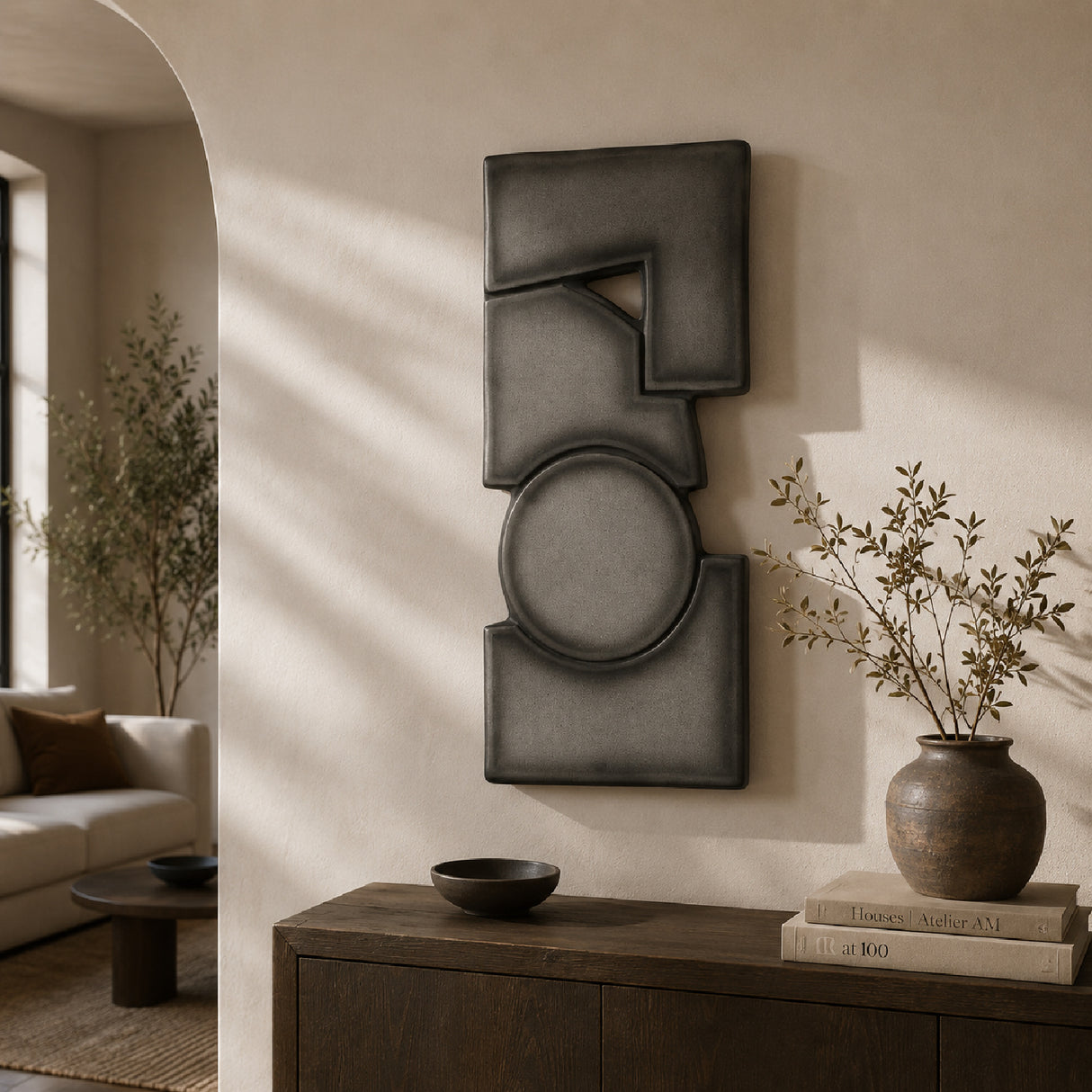Modern European furniture - Gray Geometrical Wall Sculpture - www.oroa.com