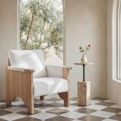 Oak Framed Upholstered Accent Chair | Novi Living Bauer