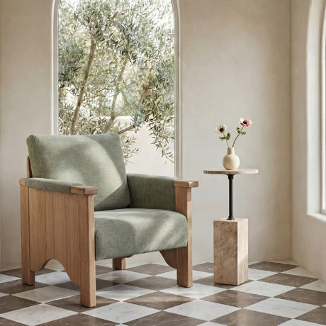 Oak Framed Upholstered Accent Chair | Novi Living Bauer