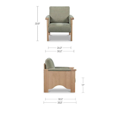 Oak Framed Upholstered Accent Chair | Novi Living Bauer