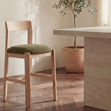 Oak Framed Padded Counter Stool | Novi Living Oli