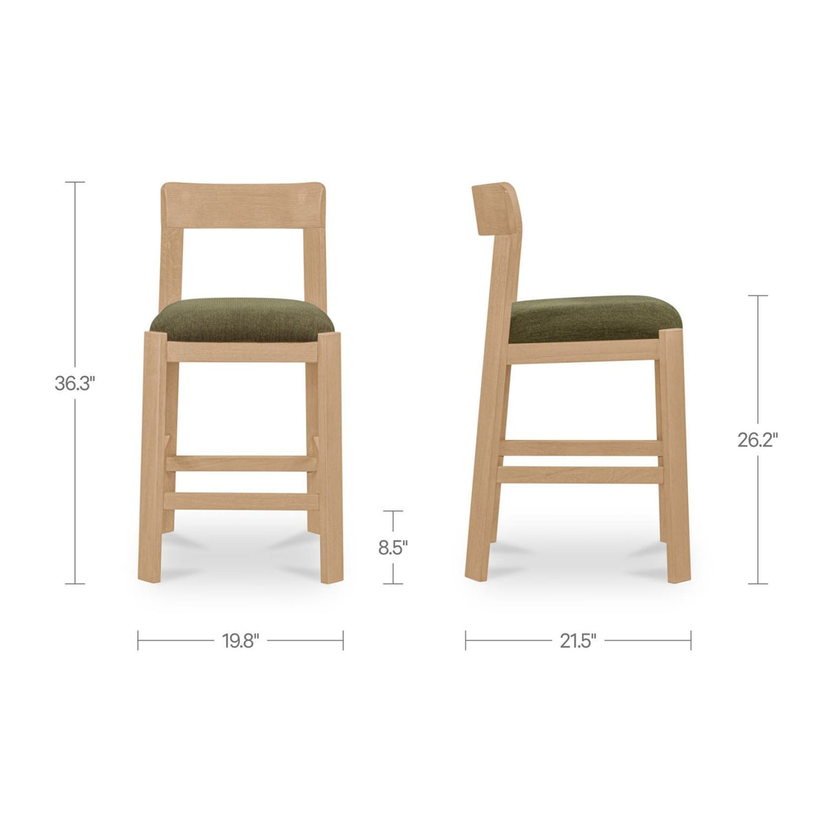 Oak Framed Padded Counter Stool | Novi Living Oli