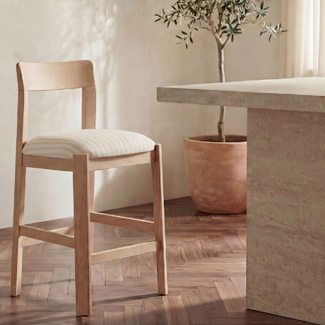 Oak Framed Padded Counter Stool | Novi Living Oli