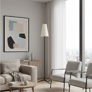 White Linen Shade Floor Lamp | Novi Living Mathis | Oroa.com