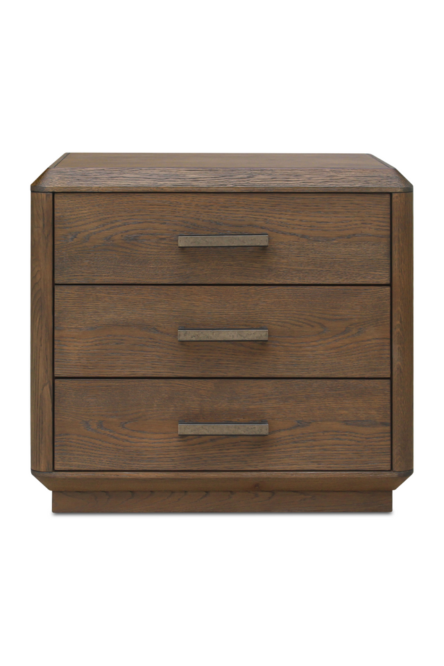 Brown Oak 3-Drawer Nightstand | Novi Living Caleb | Oroa.com