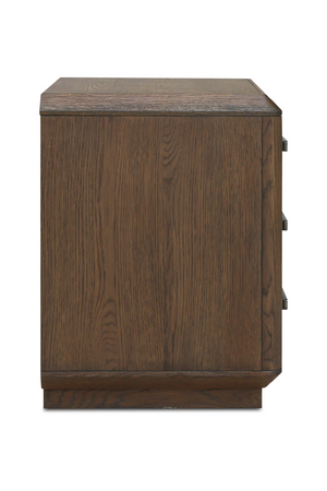 Brown Oak 3-Drawer Nightstand | Novi Living Caleb | Oroa.com