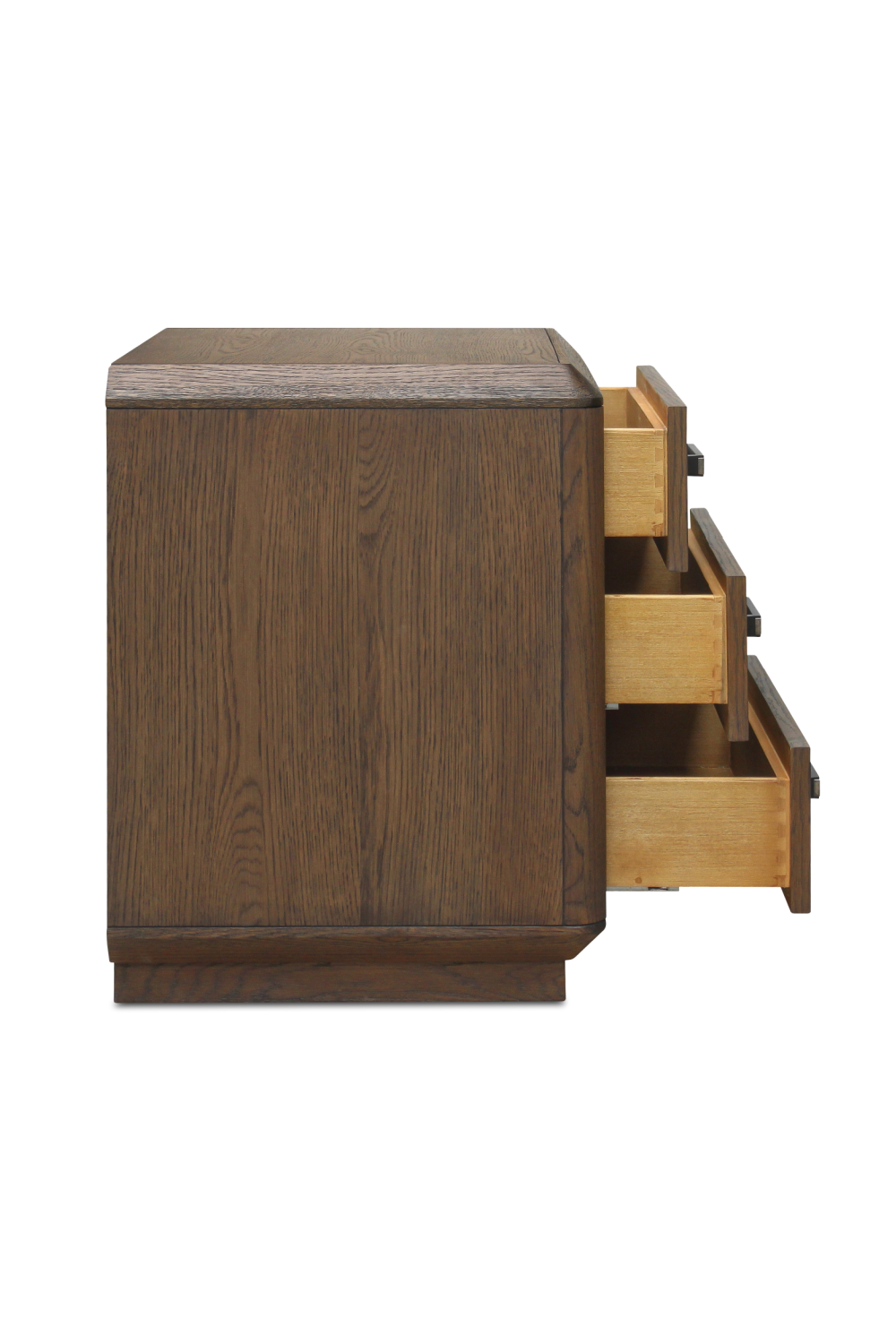 Brown Oak 3-Drawer Nightstand | Novi Living Caleb | Oroa.com