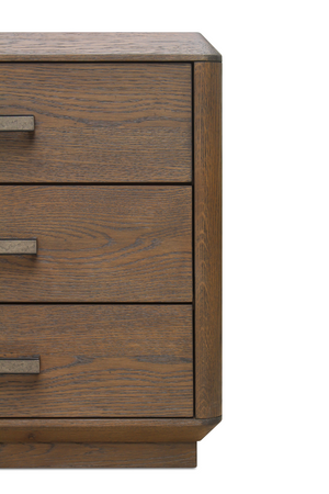 Brown Oak 3-Drawer Nightstand | Novi Living Caleb | Oroa.com